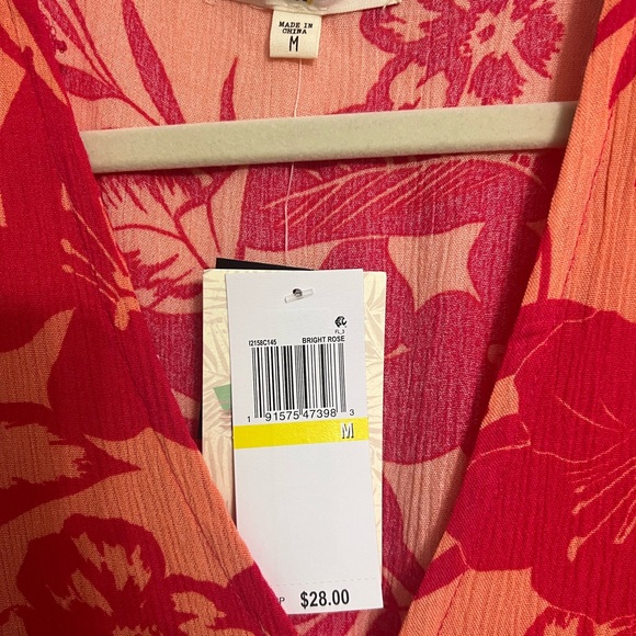 NWT Max Studio Red and Orange Floral Blouse - Picture 3 of 6